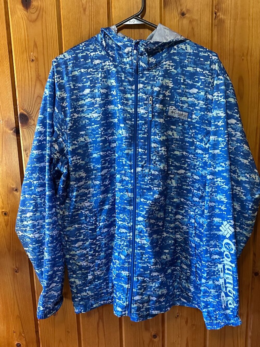 Columbia PFG Men's Medium Blue Softshell Windbreaker Jacket Full Zip Lightweight